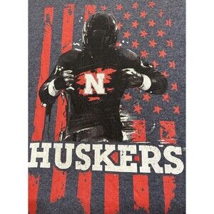 NEBRASKA CORNHUSKERS Gray T-Shirt Football Men's 2XL 50% Cotton 50% Polyester